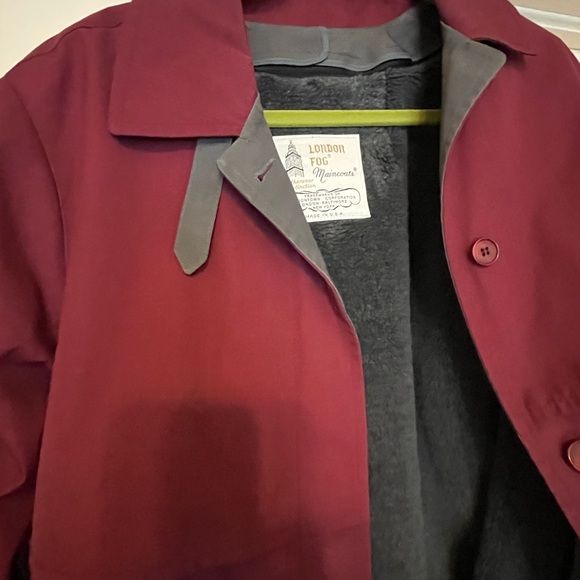 Elegant Burgundy Women's London Fog Coat - Picture 7 of 7